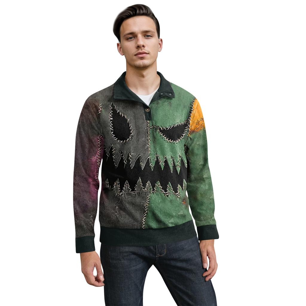 Men's Halloween Printed Corduroy Button Shirt
