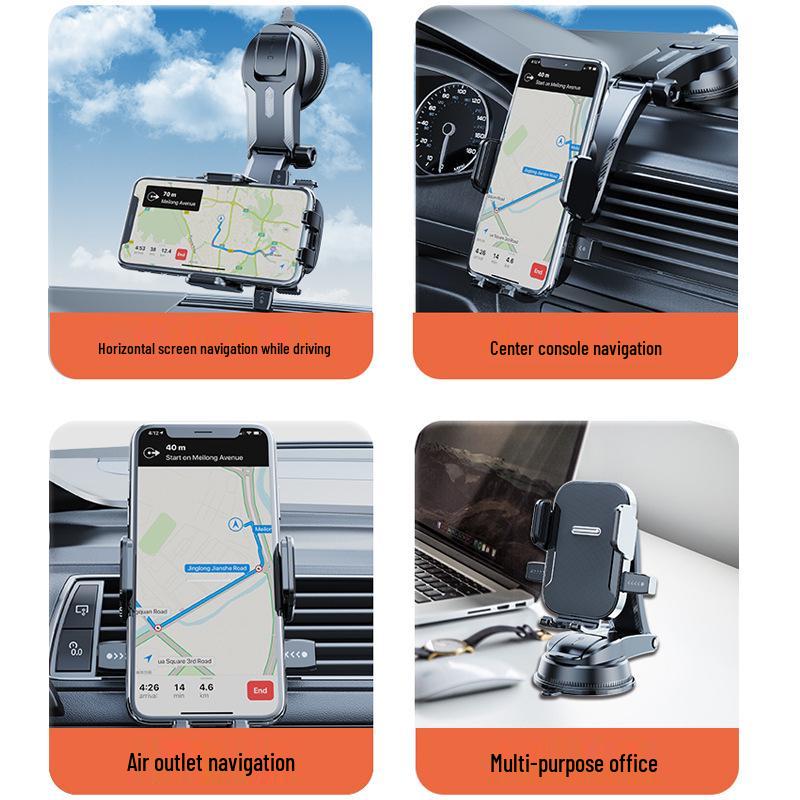 Universal Car Phone Mount with Air Vent Clip, Dashboard Bracket, and Suction Cup Holder