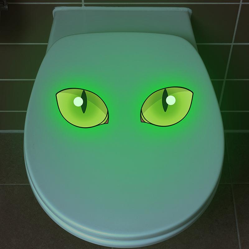 Creative Glow-In-The-Dark Eyes Waterproof Stickers Glowing Toilet Stickers Decals Perfect For Home Bathroom Wall Decoration