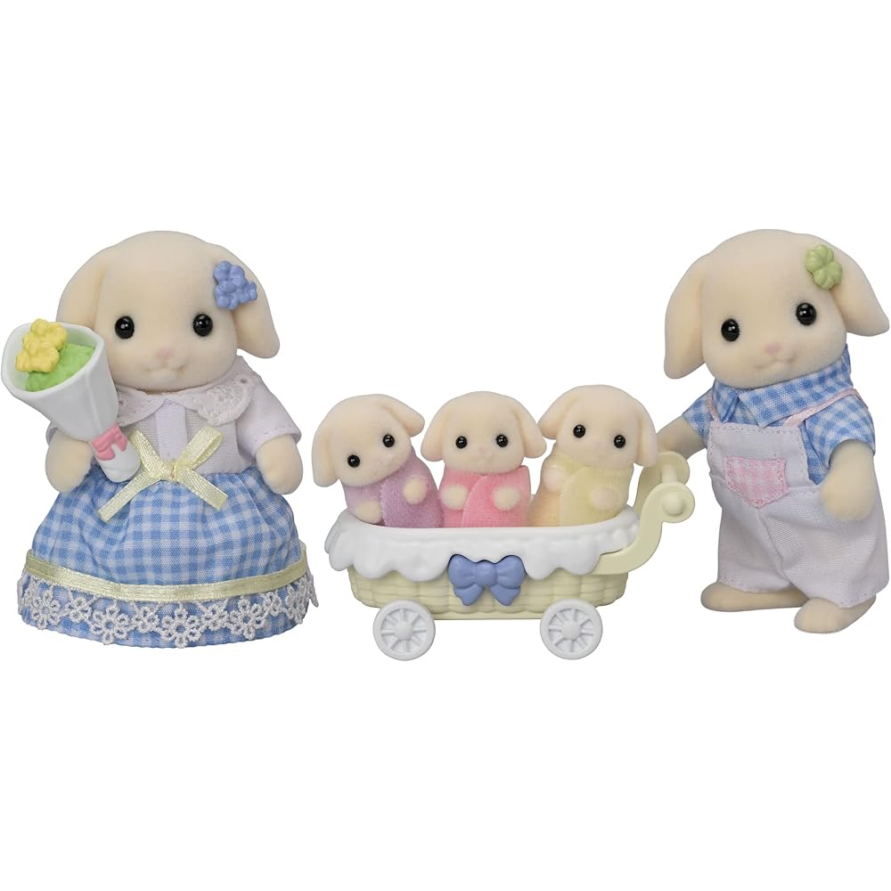 Sylvanian Families Flora Rabbit Family Doll Set 3 Years and Up Toy for Dollhouse