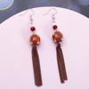 Ethnic Style Women's Long Ceramic Chain Tassel Earrings – Festive Retro Wedding Jewelry