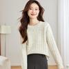 Women's Thick 100% Wool Cable-Knit Sweater