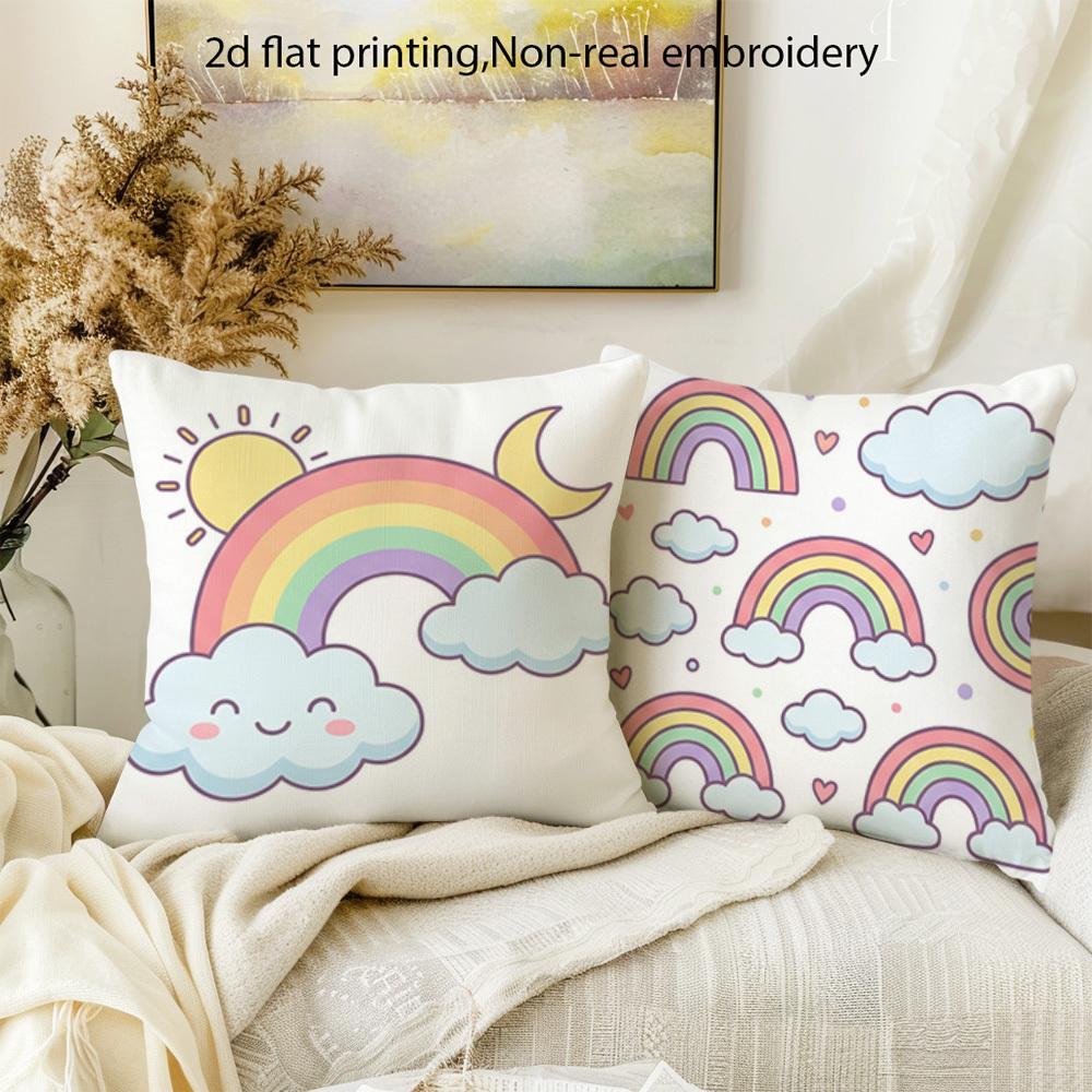 1/4pcs Cute Rainbow Cloud Throw Pillow Covers Kawaii Pastel Sky Home Decor Cushion Cases for Kids Bedroom Living Room