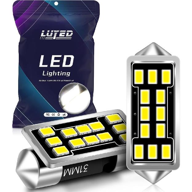 LUYED DE3175 DE3021 LED Dome Light Bulbs 640 Lumens Extremely Bright 3020 12-EX Chipsets 1.25 inches 31mm DE3022 3175 LED Bulbs for Interior Map Door 31MM