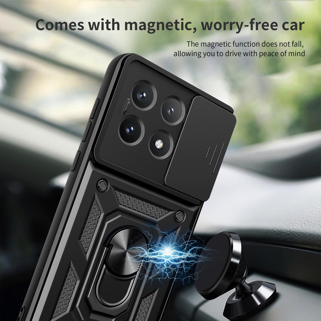 For Xiaomi Poco X6 Pro 5G/Redmi K70E 5G Case PC+TPU Anti-drop Phone Cover with Slide Lens Window