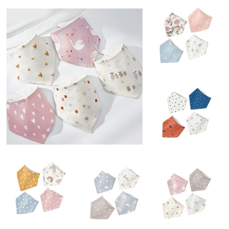 4pcs Stylish Baby Bandana Scarf Infant Drool Bib Waterproof Muslin Bibs Burp Cloth for Newborns Feeding & Drooling