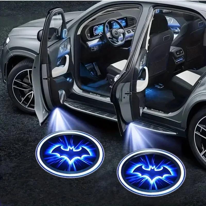 2PC Wireless Car Bat Logo Door Decor Light Shadow LED Welcome Laser Projector Lamp Interior Accessories Ornaments