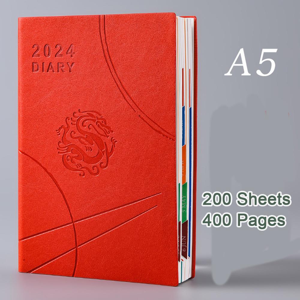 (Logo Can Be Engraved) A5 Leather Business Schedule, 365-day Daily Planner, Study Plan, Time Management Manual, Ledger, Notepad