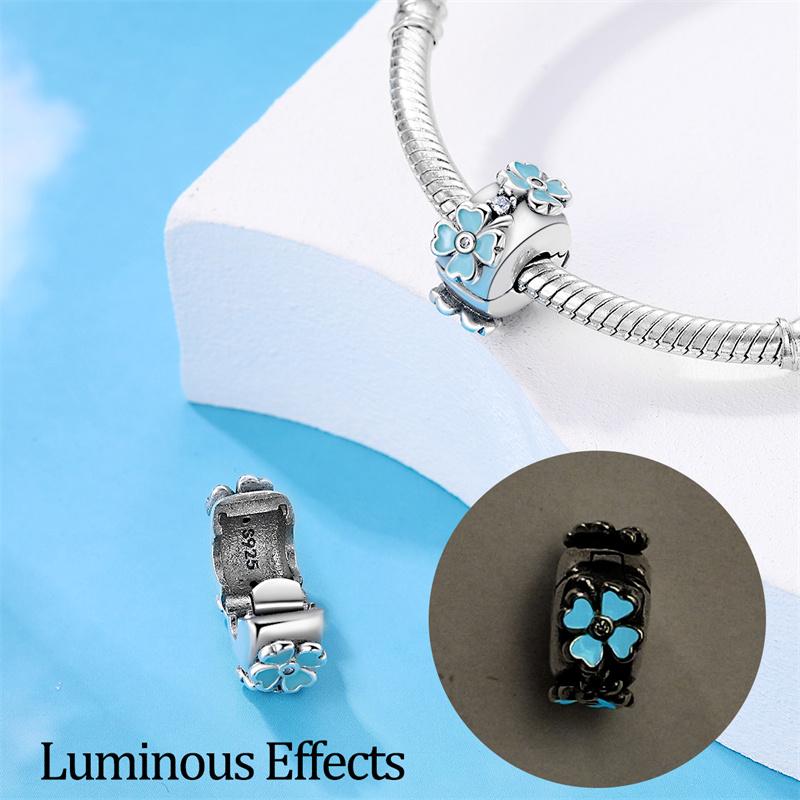 100% Copperdance Of Snowflakes Charms Fit Pan Original Bracelets Winter Love Bead Luminous Pendant Diy Jewelry Making