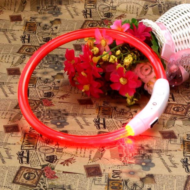 

Rechargeable USB LED Flashing Light Band Safety Pet Dog Collar RD червоний