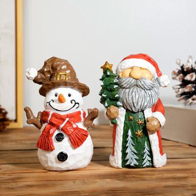 Santa Claus Sněhulák Pryskyřičná Figurka Vánoční Stolní Dekorace pro Domov Kancelář Stůl Slavnostní Sváteční Dárek