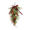 Christmas Teardrop Swag Door Wreath Garland Rustic Handmade with Bowknot Christmas Wreath for Garden Mantel Festive Home
