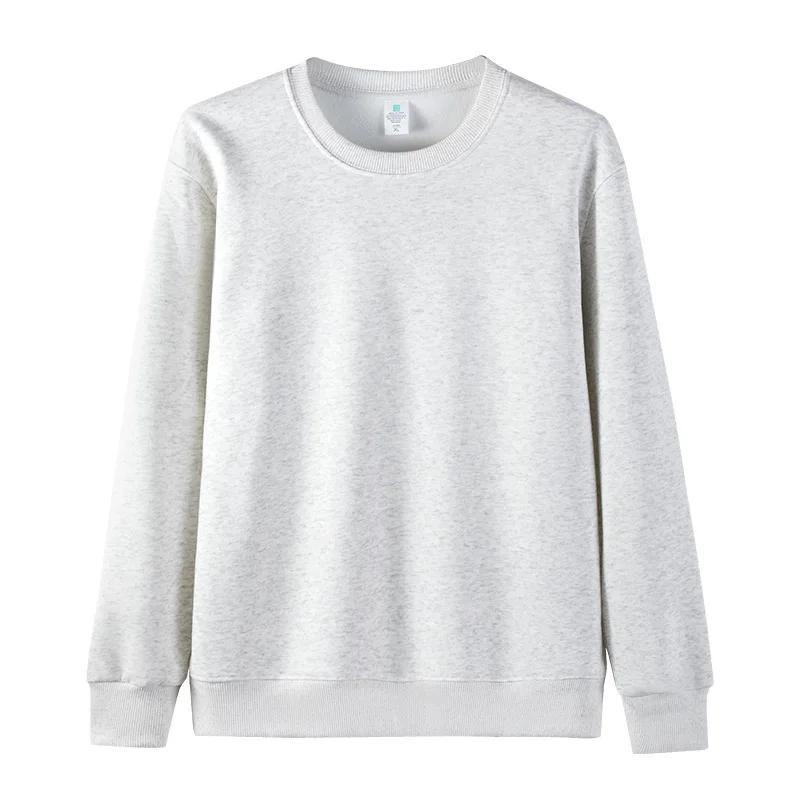 Cotton Long Sleeve Thin Fleece Sweatshirts Solid Casual Simple Drop Shoulder Hoodies Warm Crewneck American Couple Sweatshirt