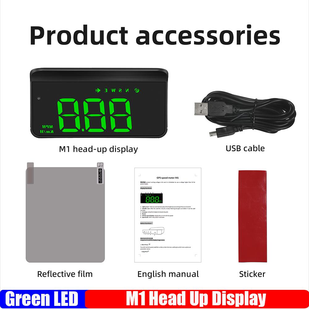 

M1 Car HUD OBD2 GPS Head Up Display с 2 сигнализациями, электронным проектором на лобовое стекло, цифровым спидометром, автомобильным компасом для всех автомобилей