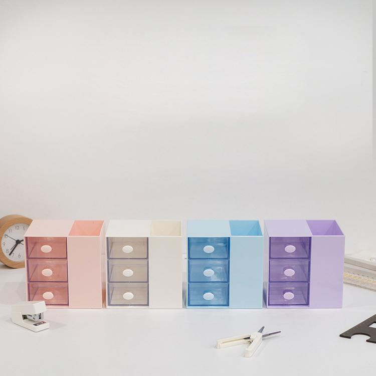 Children's Pen Holder Plastic Organizer Transparent Multi-Compartment Pen Holder Creative Pen Holder Stationery Desktop Storage Box