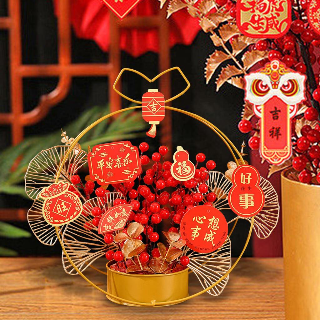 Flower Basket Ornament Artificial Potted for Cabinet Shelf Restaurant