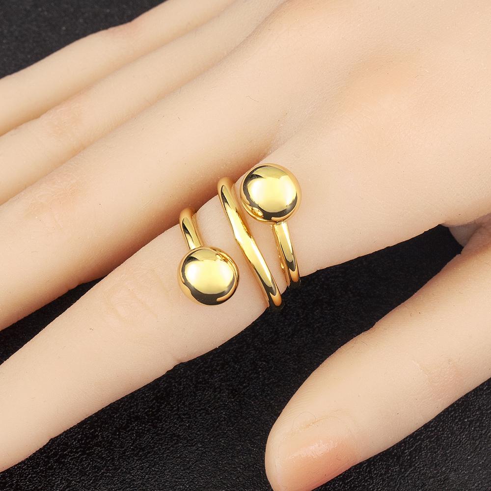 Nidin New Trendy Ball Shape Irregular Geometric Open Rings Adjustable For Female Double Layers Finger Jewelry Accessories Gift