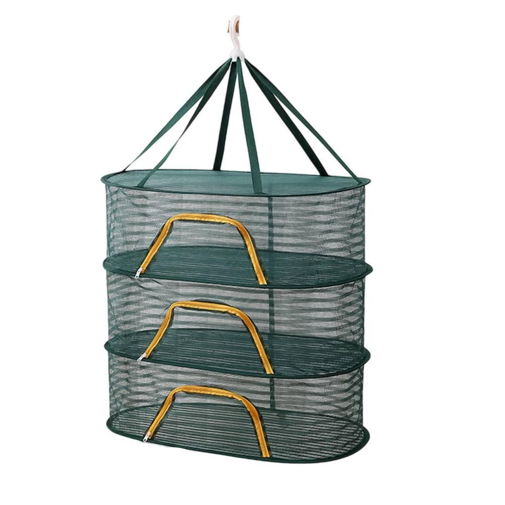360° Roterende Haak Voedsel Droogrek Hangend Droognet Ademend Nylon Materiaal