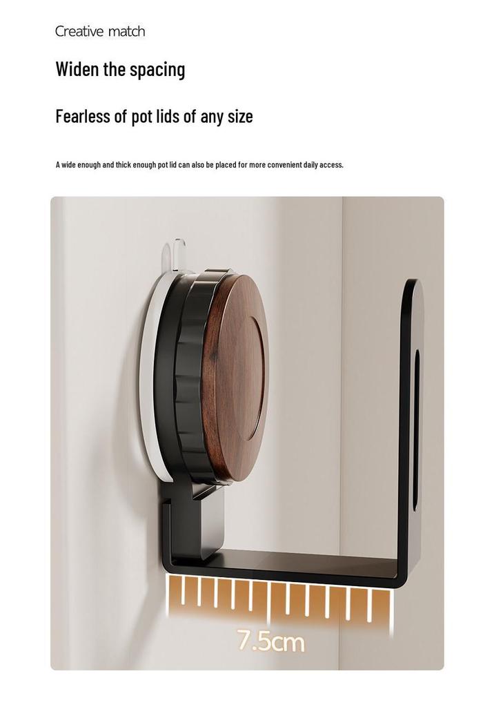 Adhesive Cutting Board & Pot Lid Storage Rack - Wall-Mounted, Hole-Free, Suction Cup Design