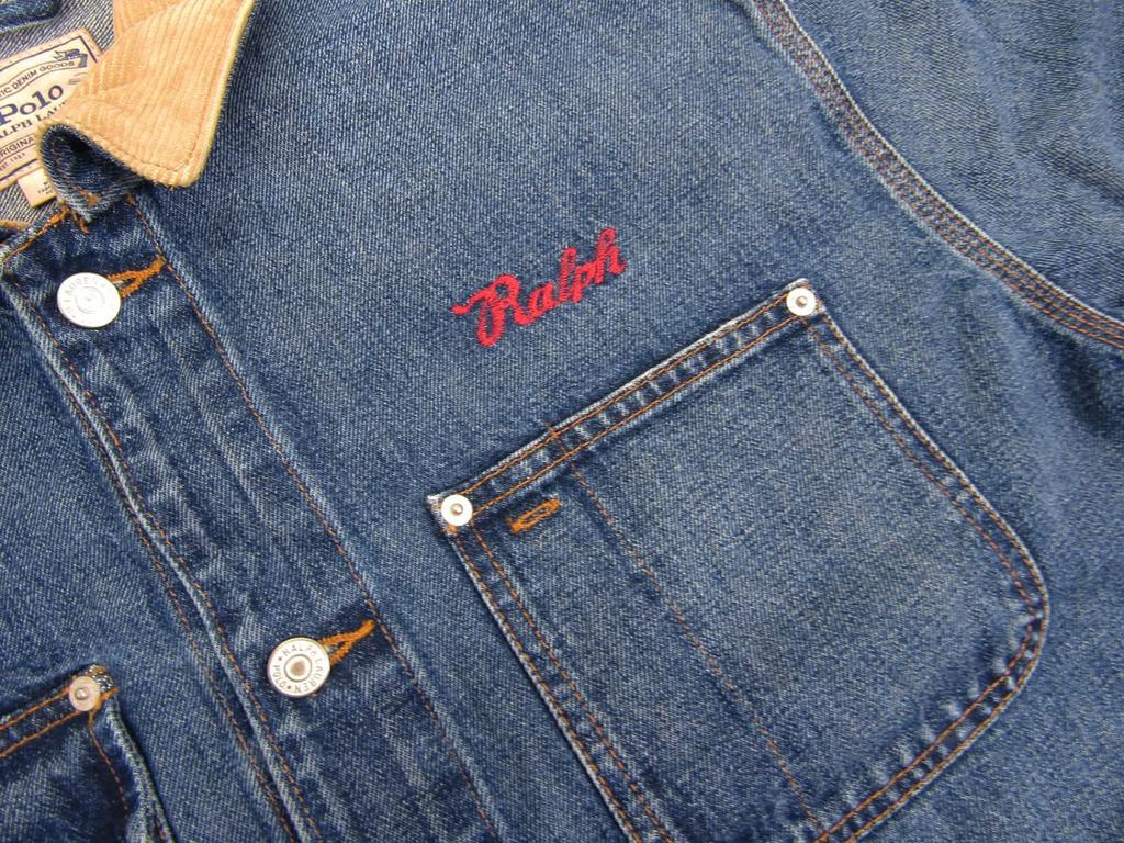 POLO RALPH LAUREN Embroidered Patch Denim Size Blue Men's Jacket, L, (Product Code 0101895)