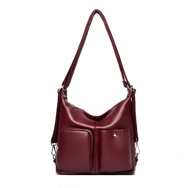 

Сумка кроссбоди из мягкой кожи в стиле ретро — это модная сумка на одно плечо для поездок на работу, простая и легкая. вино красного