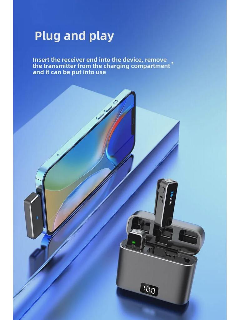 M3 Wireless Collar Clip Microphone with Charging Case, Dual Storage, Noise Reduction, for Mobile Live Broadcasts.