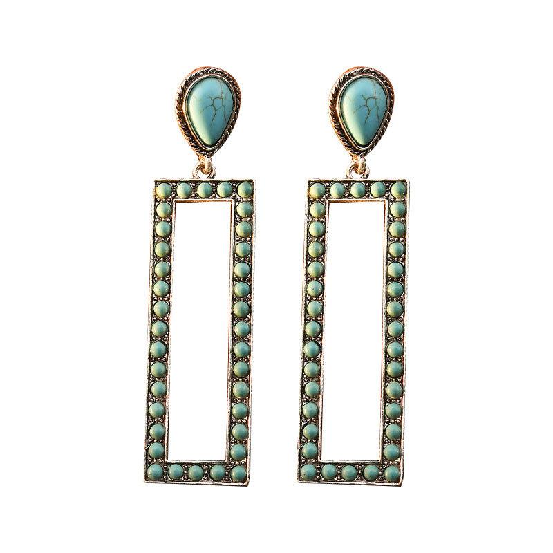 Böhmische Diamant Türkis Blume Stern Ohrringe Hohes Niveau Retro Ethnischer Stil Ohrringe