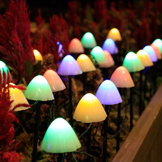 Pilz Solar Lichterkette mit Gartenstab, IP65 Wasserdichte Lichterkette mit 10/20 LEDs, Dekorative Lampe für Außen Garten Hof Terrasse Weg Rasen