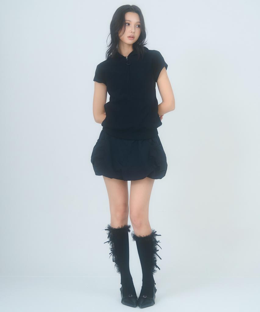 Leoninghai Fleece Hooded Tunic Dress [Black]