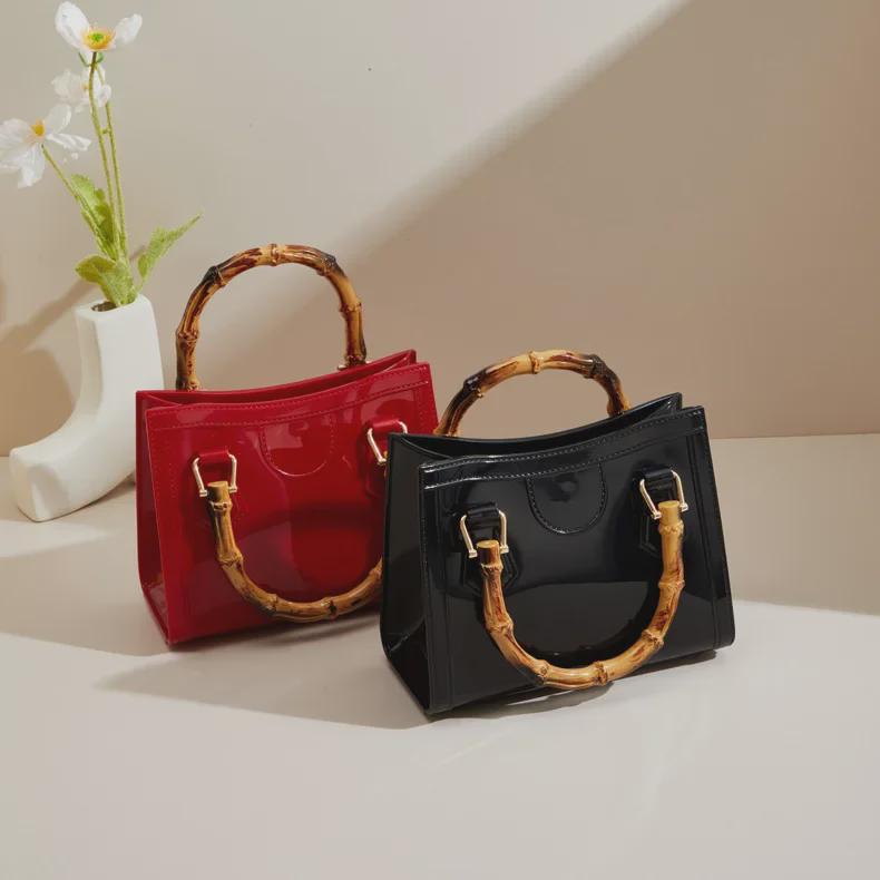 Bohao Bamboo PVC Square Barbie Jelly Crossbody: Stylish, Versatile, Dirt-Resistant, and Easy-to-Clean Summer Women's Evening Bag.