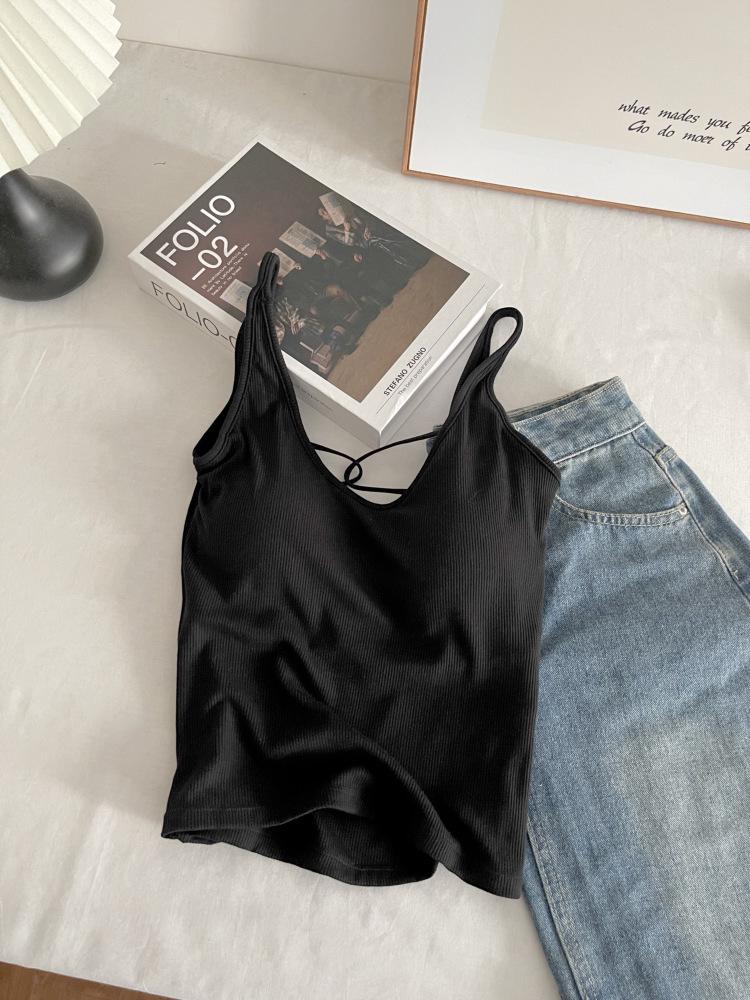 Women's Spring Cross Strap Backless Egg Collar Slimming Camisole 7031