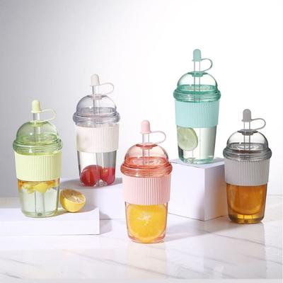 Reusable Straw Cup 430ML Juice Mug Fashion Water Bottle