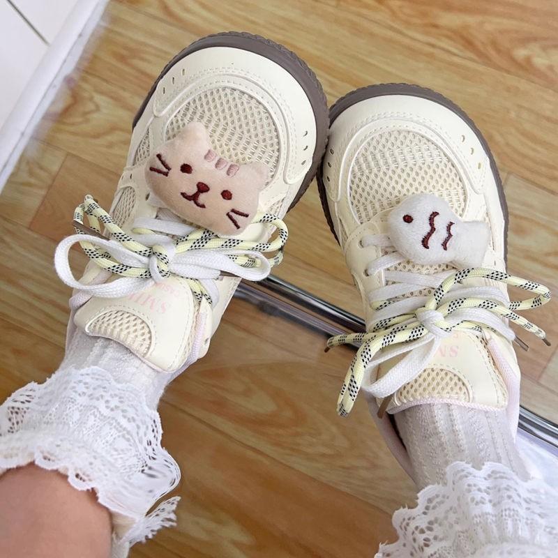 Pink campus style cute mesh breathable board shoes autumn new sweet schoolgirl soft-soled sneakers