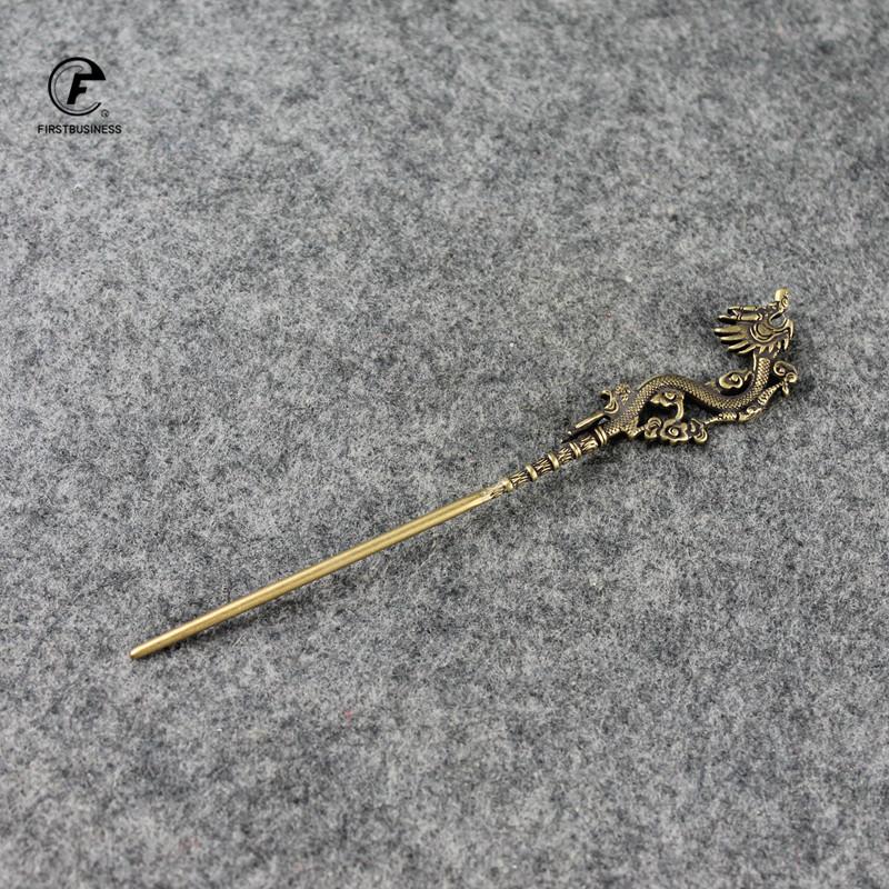 Valentine's Day gift Vintage dragon flowers Hair Clips Girls brass copper needle Hairpins Fashion Hairgrips Lady Elegance Tools