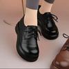 Muffin Platform Women's Autumn New Versatile Leather Shoes Light Casual and Comfortable Soft Leather Single Shoes Women's Shoes