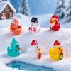 6Pcs Christmas Mini Duck Resin Figurine Cute Micro Landscape Ornament Small Statue For Desktop Decor Xmas Party Gifts