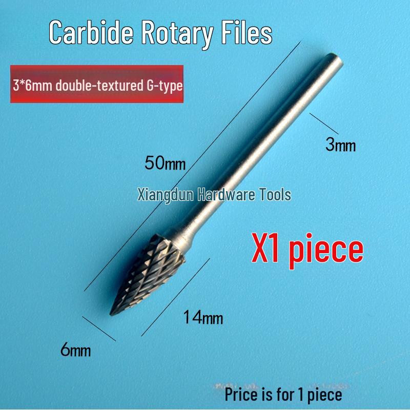 Tungsten Steel Carbide Rotary File Set - Double Grain Engraving and Milling Cutter for Woodworking, 3x6mm