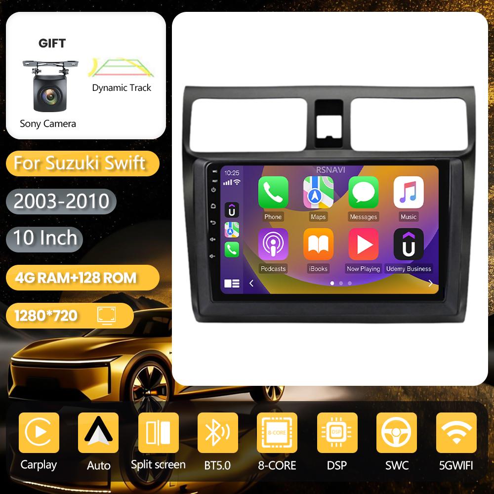 Android 16 for Suzuki Swift 2003 - 2010 Carplay Auto Radio Multimedia Player Car Radio GPS Stereo QLED Screen 360° Camera
