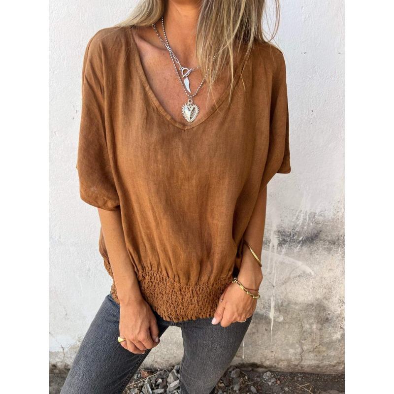 Sommer Damen Plus Size Loose T-Shirt V-Ausschnitt Casual Tops