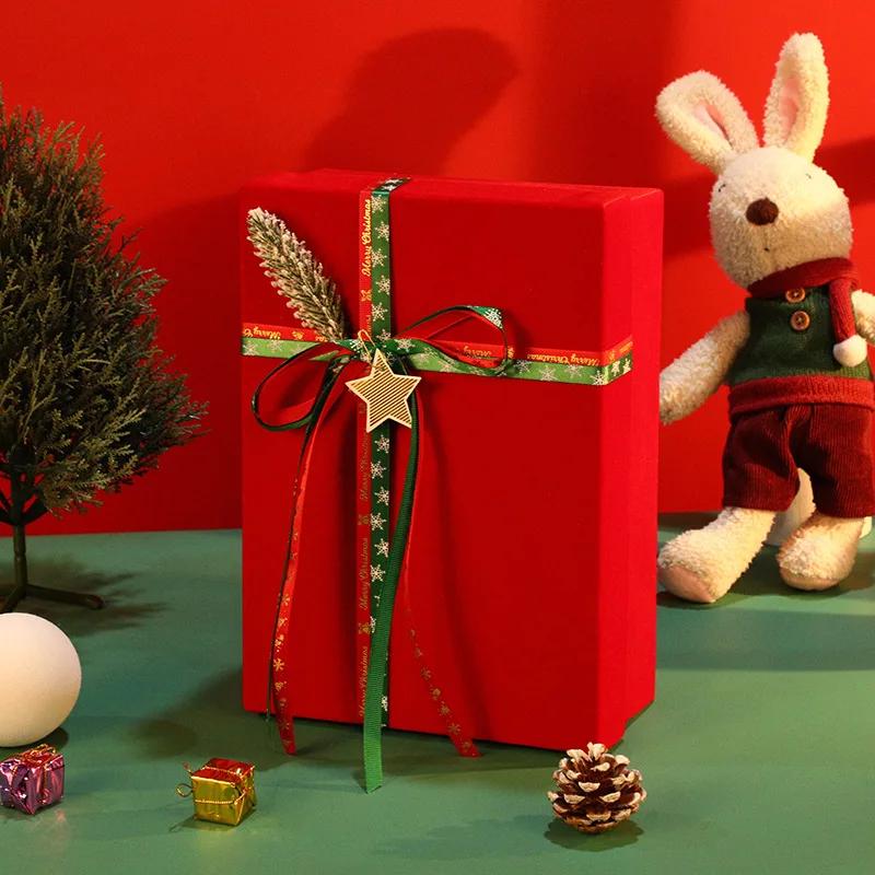 Christmas Velvet Gift Box, Bow Gift Box, Sky Cover Gift Box, Empty Box, New Year Gift Box, Lipstick Gift Box