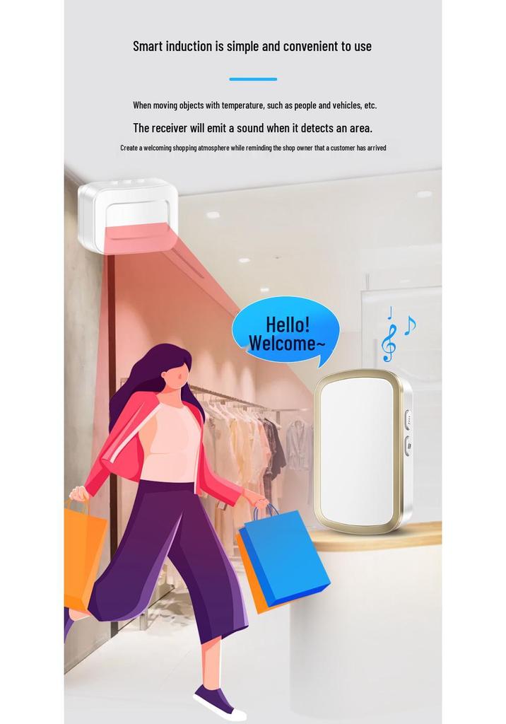 Entry Welcome Sensor Doorbell Alarm for Shops and Supermarkets
