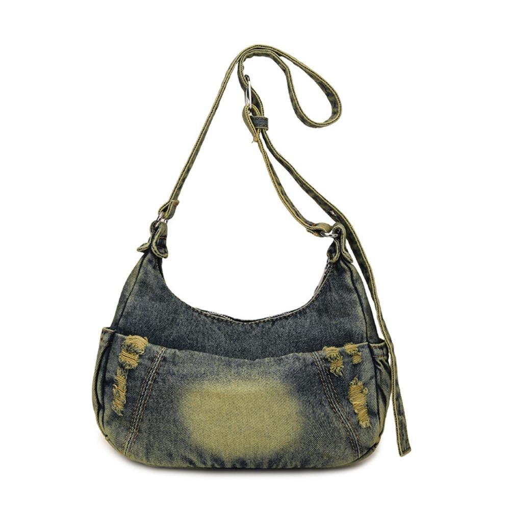 

Casual Cowboy Dumpling Bag American Style Casual Underarm Bag Fashion Denim Tote Bag Commuting синий