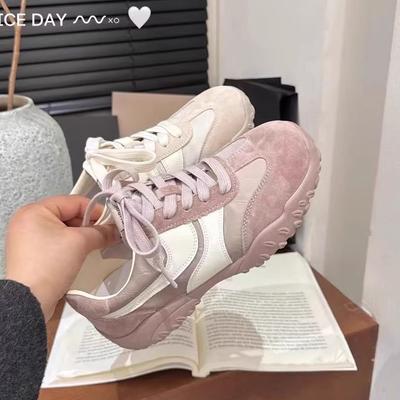 Chaussures d'entraînement allemandes à semelles épaisses de style ballerine à couleurs assorties pour femmes, nouvelles 2025, rétro, polyvalentes, pieds petits, sport et loisirs, chaussures Forrest Gump
