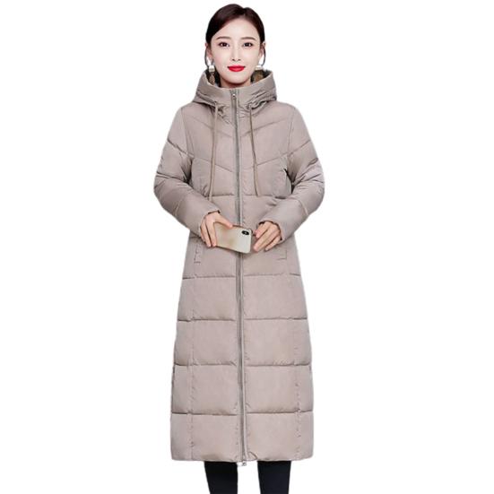 Fabulous Women Down Coat Hooded Neck Protection Zip Up Midi Length Women
