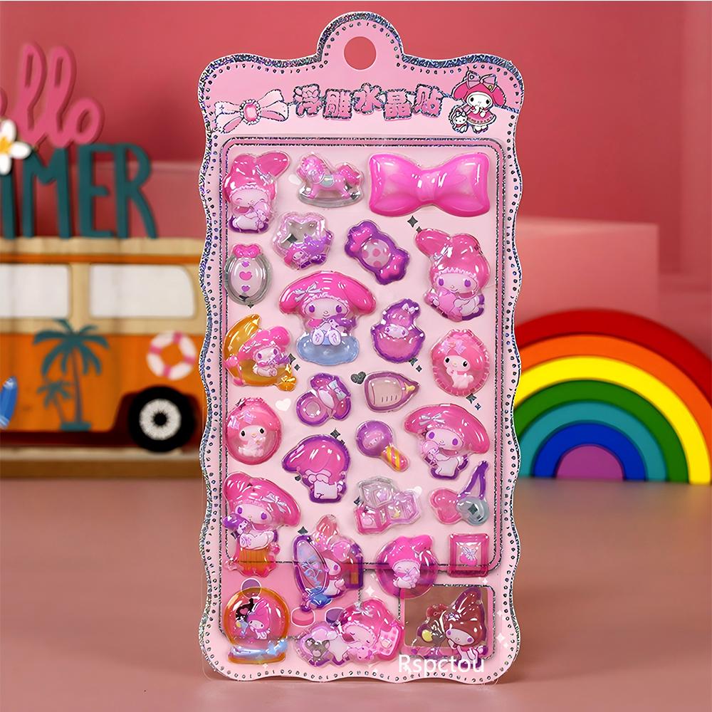 4pcs Cute Sanrio Kuromi My Melody Bubble Stickers Cartoon 3D Relief Puffy Sticker DIY Luggage Notebook Phone Decals Decoration