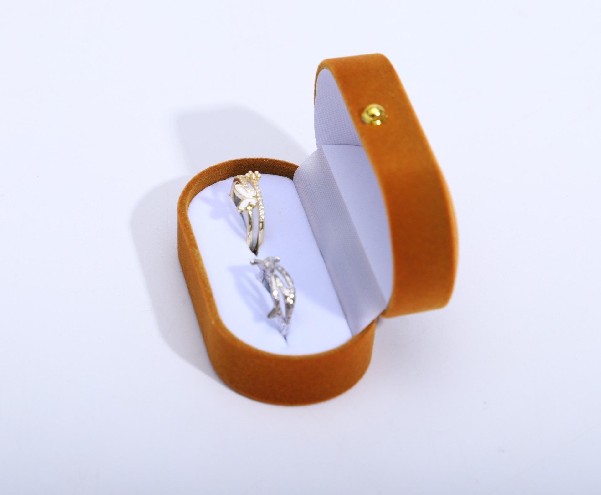 Velvet Jewelry Box with Gold Buckle for Rings and Earrings