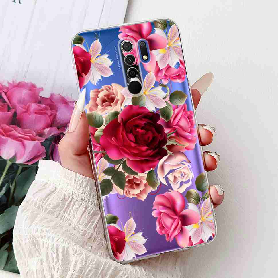 For Xiaomi Redmi 9 9A Case M2004J19AG Luxury Pearl Flowers Soft Silicone TPU Cover For Redmi 9A M2006C3LG Phone Protective Case