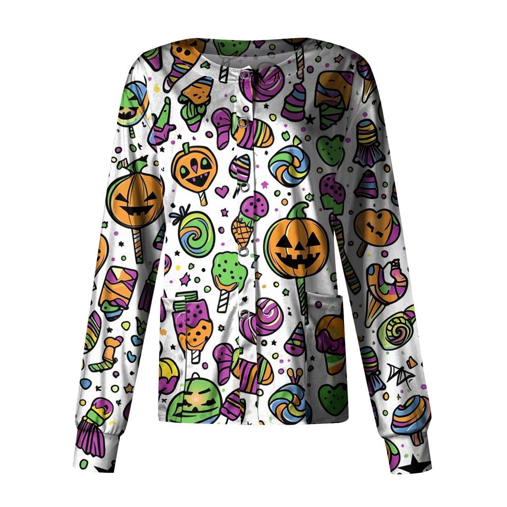 Women's Casual Long Sleeve Single Breasted  Printed Dry-nurse Top