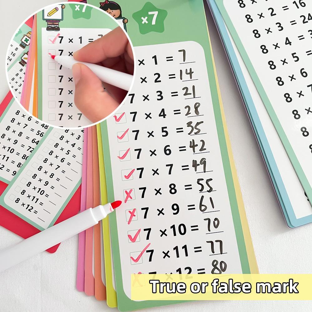Cards Toys 1-12 Maths Training Addition Subtraction Multiplication and Division Learning Educational Student Arithmetic with Erasable Pen