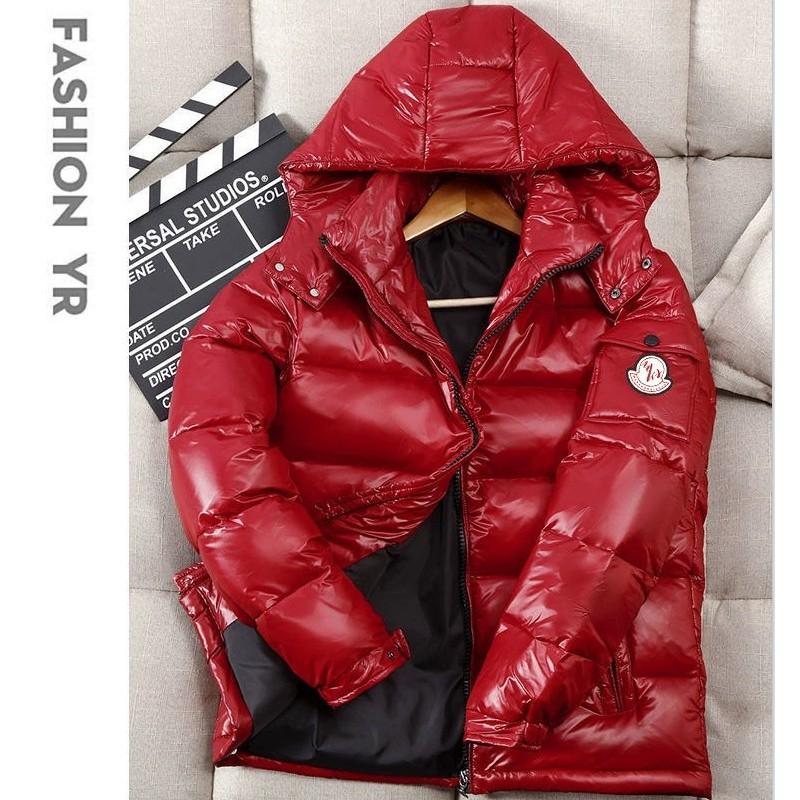 Mens Shiny Puffer Jacket Winter Thick Hooded Coat Couple Streetwear